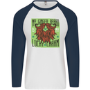 St Patricks Day Ginger Beard Lucky Charm Mens L/S Baseball T-Shirt White/Navy Blue