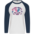 Pink or Blue New Baby Pregnancy Pregnant Mens L/S Baseball T-Shirt White/Navy Blue