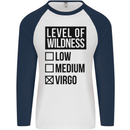 Levels of Wildness Virgo Mens L/S Baseball T-Shirt White/Navy Blue