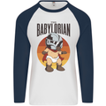 Babylorian Funny Baby Toddler Infant Parody Mens L/S Baseball T-Shirt White/Navy Blue