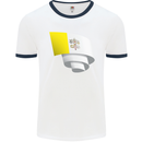Curled Vatican Flag Mens Ringer T-Shirt White/Navy Blue