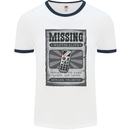 Wanted Remote Control Funny TV Lost Misplaced Mens Ringer T-Shirt White/Navy Blue