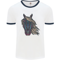 A Tribal Horse Equestrian Mens Ringer T-Shirt White/Navy Blue