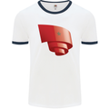 Curled Morocco Flag Moroccan Day Football Mens Ringer T-Shirt White/Navy Blue