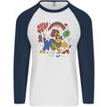 Stay Trippy Magic Mushrooms LSD Mens L/S Baseball T-Shirt White/Navy Blue