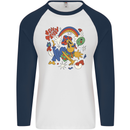 Stay Trippy Magic Mushrooms LSD Mens L/S Baseball T-Shirt White/Navy Blue
