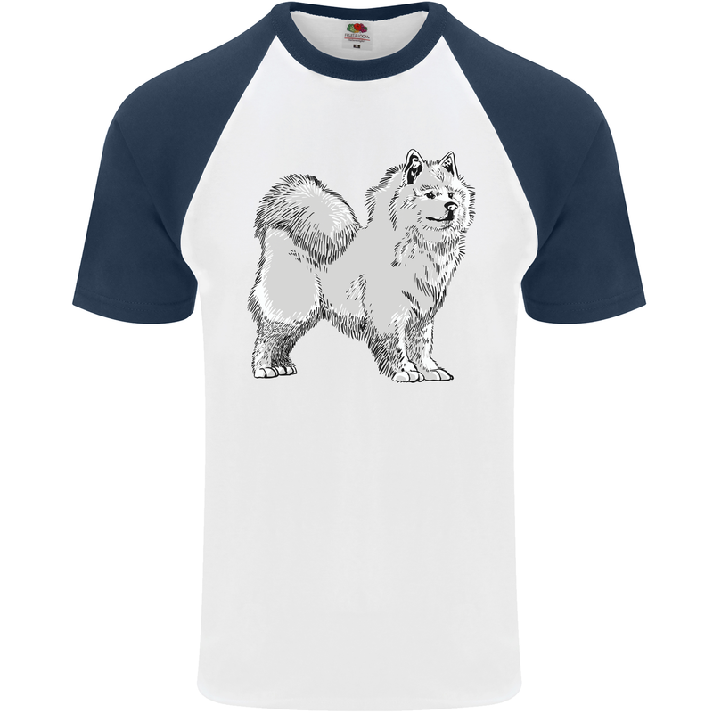 A Samoyed Dog Mens S/S Baseball T-Shirt White/Navy Blue