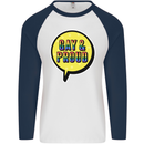 Gay and Proud LGBT Pride Awareness Mens L/S Baseball T-Shirt White/Navy Blue