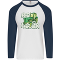 Best Farmer Ever Farming Fathers Day Mens L/S Baseball T-Shirt White/Navy Blue