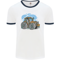 Christmas Tractor Farming Farmer Xmas Mens Ringer T-Shirt White/Navy Blue