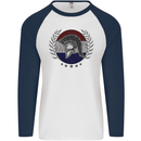 Holland Bodybuilding Flag Gym Training Dutch Mens L/S Baseball T-Shirt White/Navy Blue