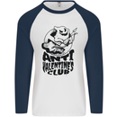 Anti Valentines Club Romance Single Day Mens L/S Baseball T-Shirt White/Navy Blue