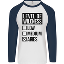 Levels of Wildness Aries Mens L/S Baseball T-Shirt White/Navy Blue