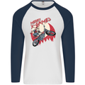 Motocross Merry X Games Dirt Bike Motorbike Mens L/S Baseball T-Shirt White/Navy Blue