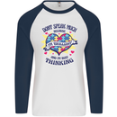 Dont Speak Much Autism Autistic Mens L/S Baseball T-Shirt White/Navy Blue
