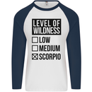 Levels of Wildness Scorpio Mens L/S Baseball T-Shirt White/Navy Blue