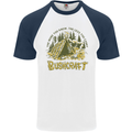 Bushcraft Funny Outdoor Pursuits Scouts Camping Mens S/S Baseball T-Shirt White/Navy Blue
