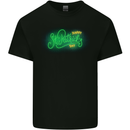 Neon Sign Happy St Patricks Day Mens Cotton T-Shirt Tee Top Black