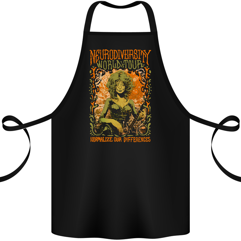 Neurodiversity Brain Function Mental Health Cotton Apron 100% Organic Black