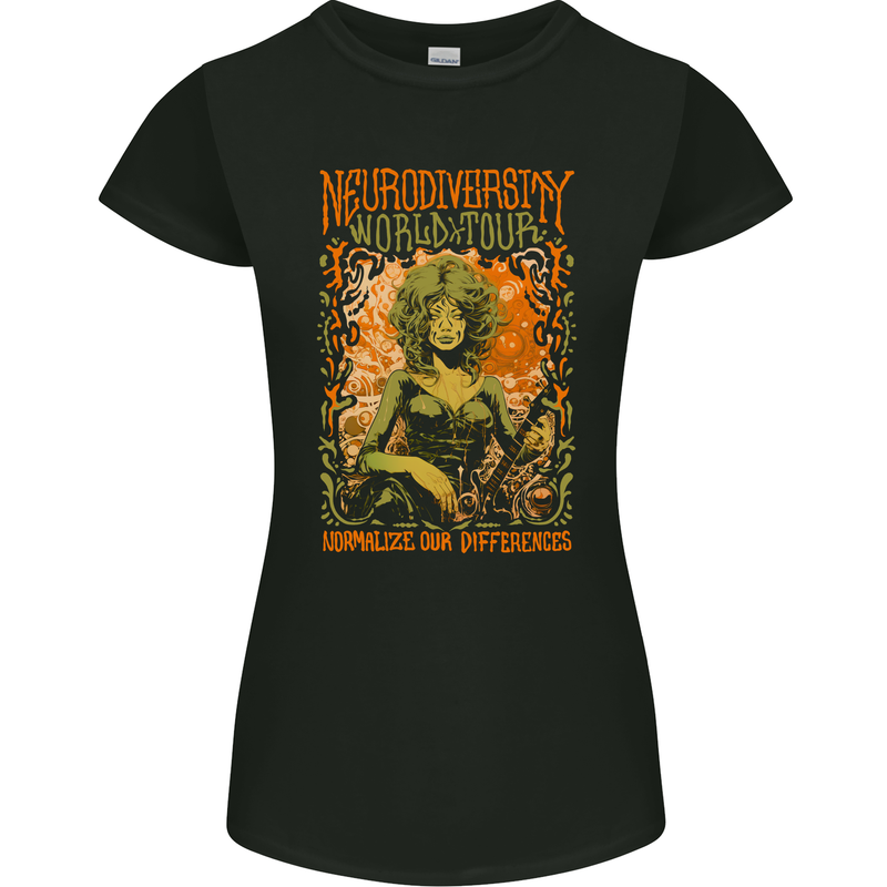 Neurodiversity Brain Function Mental Health Womens Petite Cut T-Shirt Black