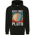 Never Forget Pluto Funny Space Planet Mens 80% Cotton Hoodie Black