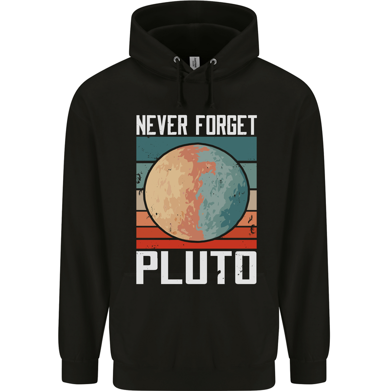 Never Forget Pluto Funny Space Planet Mens 80% Cotton Hoodie Black