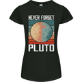 Never Forget Pluto Funny Space Planet Womens Petite Cut T-Shirt Black