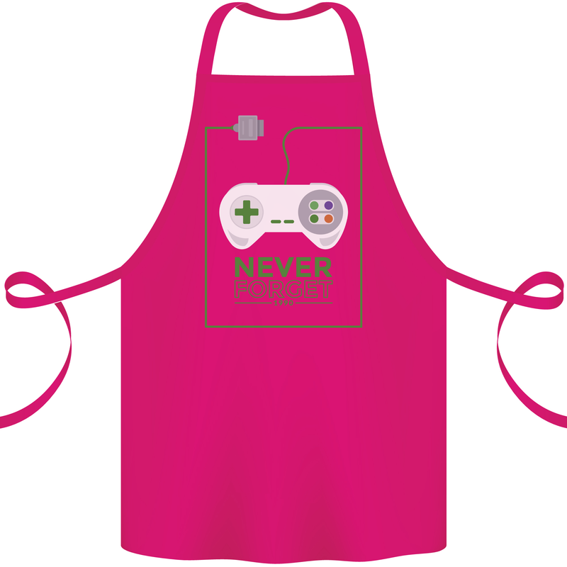 Never Forget Retro Games Console Gamer Gaming Cotton Apron 100% Organic Pink