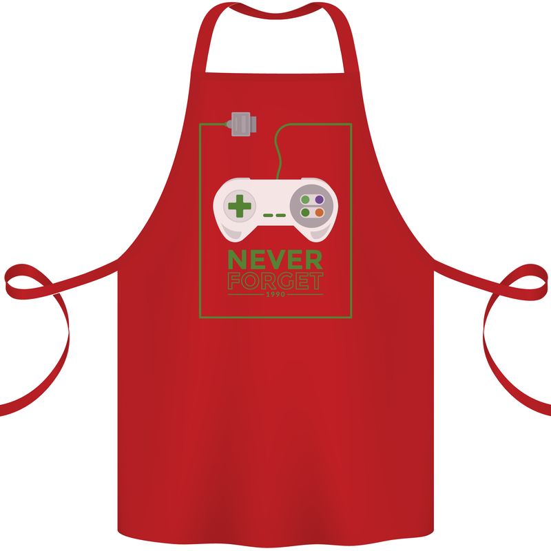 Never Forget Retro Games Console Gamer Gaming Cotton Apron 100% Organic Red