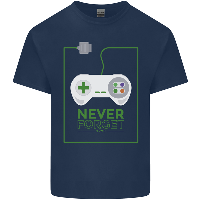 Never Forget Retro Games Console Gamer Gaming Mens Cotton T-Shirt Tee Top Navy Blue