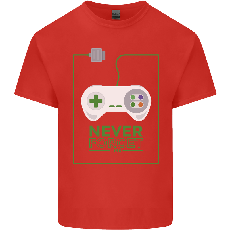 Never Forget Retro Games Console Gamer Gaming Mens Cotton T-Shirt Tee Top Red