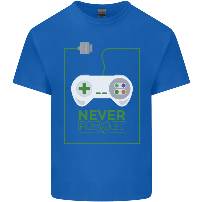 Never Forget Retro Games Console Gamer Gaming Mens Cotton T-Shirt Tee Top Royal Blue