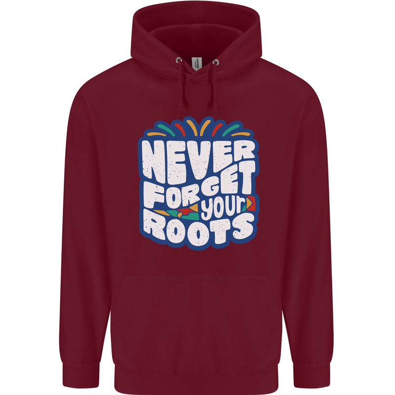 Never Forget Your Roots Africa Juneteenth Childrens Kids Hoodie Maroon