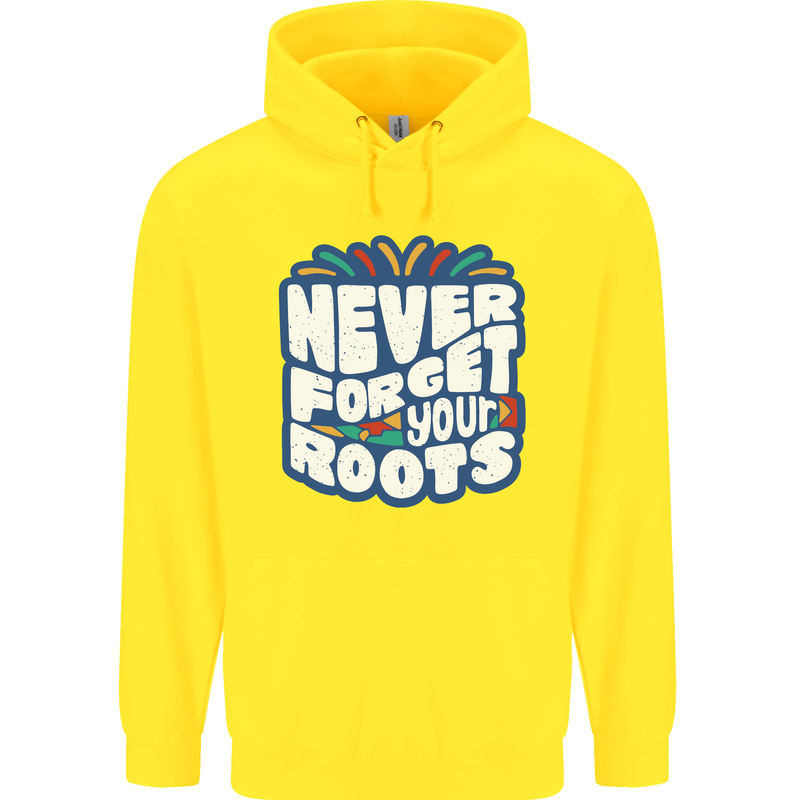 Never Forget Your Roots Africa Juneteenth Childrens Kids Hoodie Yellow