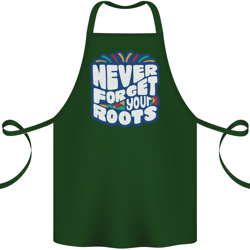 Never Forget Your Roots Africa Juneteenth Cotton Apron 100% Organic Forest Green