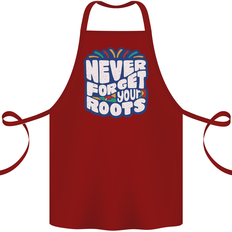 Never Forget Your Roots Africa Juneteenth Cotton Apron 100% Organic Maroon