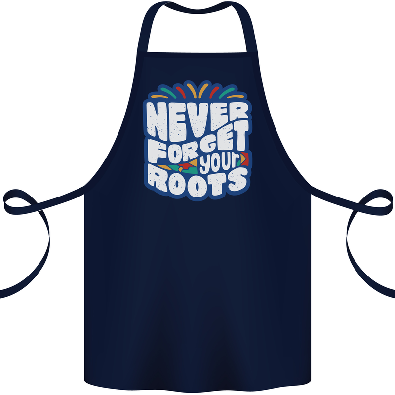 Never Forget Your Roots Africa Juneteenth Cotton Apron 100% Organic Navy Blue