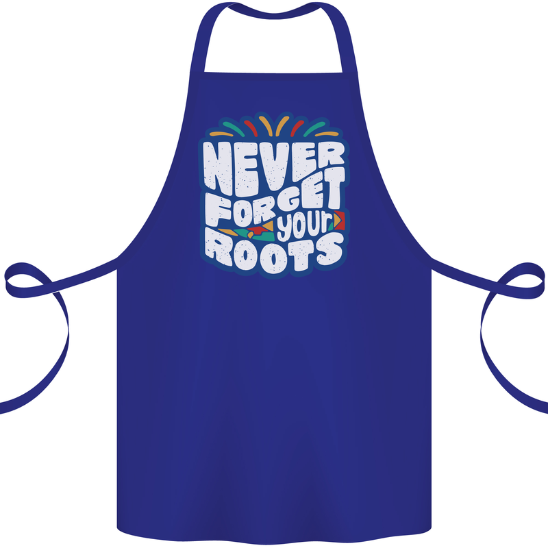 Never Forget Your Roots Africa Juneteenth Cotton Apron 100% Organic Royal Blue