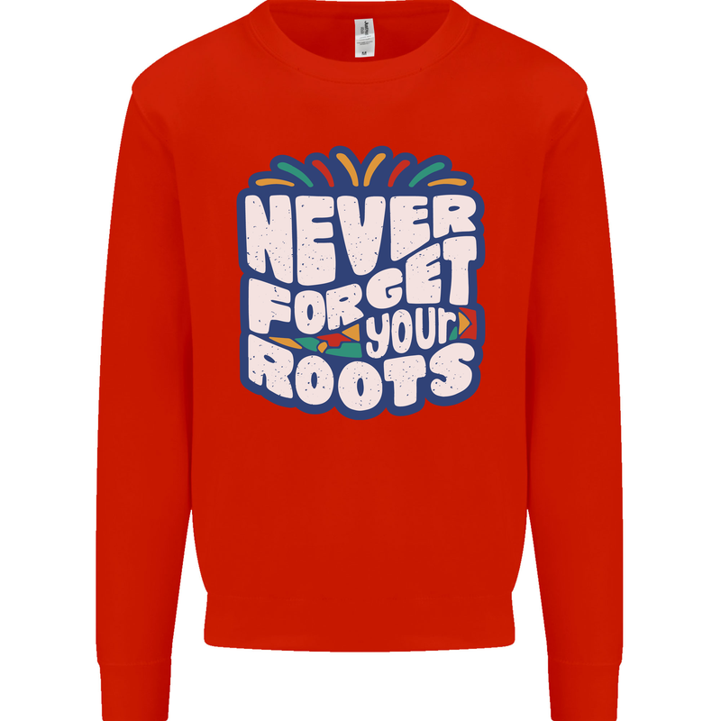 Never Forget Your Roots Africa Juneteenth Kids Sweatshirt Jumper Bright Red