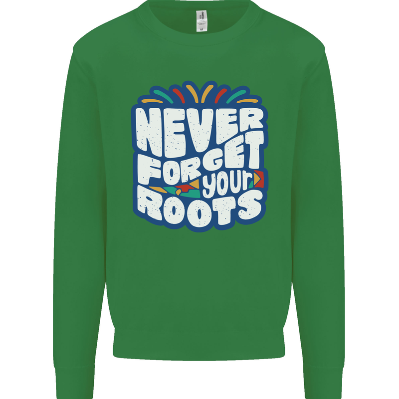 Never Forget Your Roots Africa Juneteenth Kids Sweatshirt Jumper Irish Green