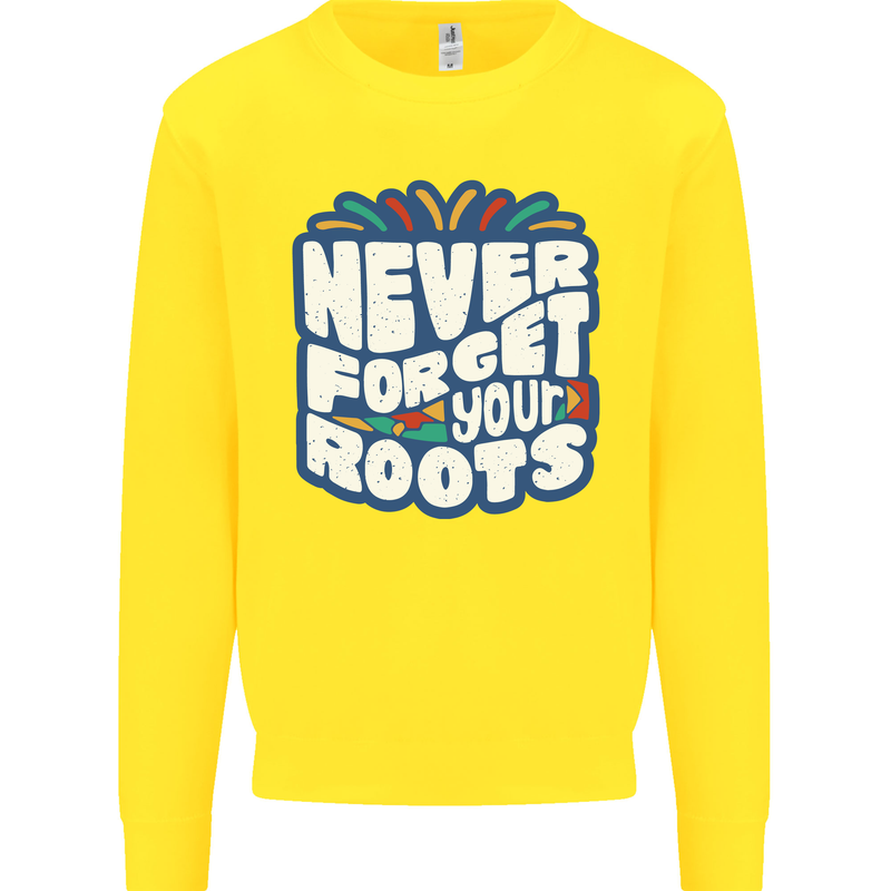 Never Forget Your Roots Africa Juneteenth Kids Sweatshirt Jumper Yellow