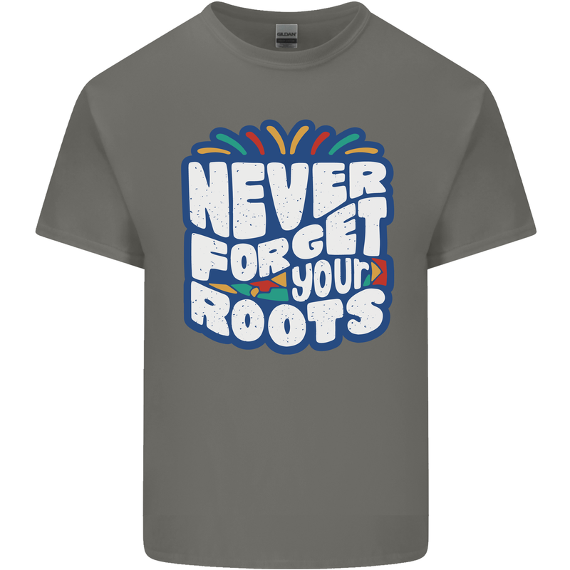 Never Forget Your Roots Africa Juneteenth Kids T-Shirt Childrens Charcoal