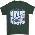 Never Forget Your Roots Africa Juneteenth Mens T-Shirt 100% Cotton Forest Green