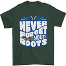 Never Forget Your Roots Africa Juneteenth Mens T-Shirt 100% Cotton Forest Green