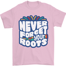 Never Forget Your Roots Africa Juneteenth Mens T-Shirt 100% Cotton Light Pink