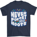 Never Forget Your Roots Africa Juneteenth Mens T-Shirt 100% Cotton Navy Blue
