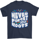 Never Forget Your Roots Africa Juneteenth Mens T-Shirt 100% Cotton Navy Blue
