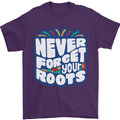 Never Forget Your Roots Africa Juneteenth Mens T-Shirt 100% Cotton Purple