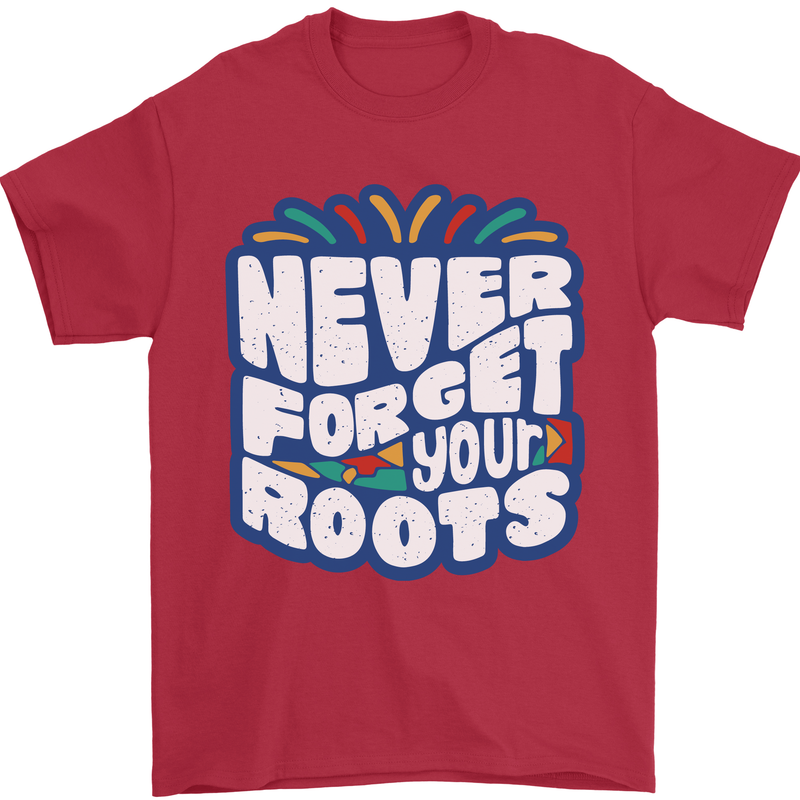 Never Forget Your Roots Africa Juneteenth Mens T-Shirt 100% Cotton Red