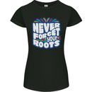 Never Forget Your Roots Africa Juneteenth Womens Petite Cut T-Shirt Black